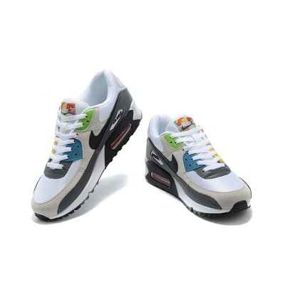 Nike Air Max 90 DM8151-100 - White, Grey & Black Sneakers with Red & Yellow Accents | Iconic Style & Comfort