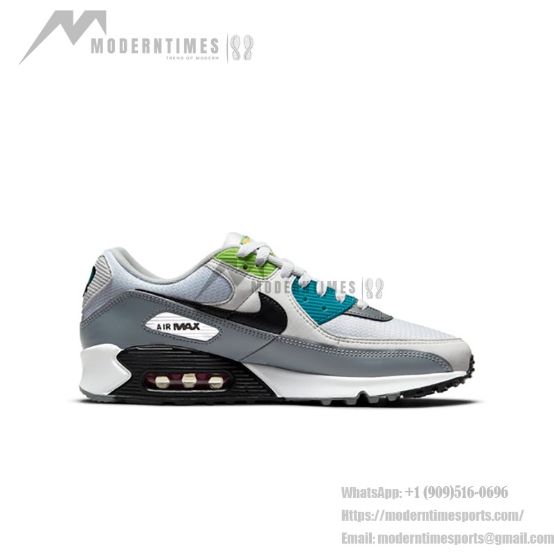 Nike Air Max 90 DM8151-100 - Grey Sneakers with Black, Red & Yellow Accents