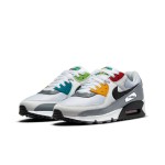 Nike Air Max 90 DM8151-100 - Grey Sneakers with Black, Red & Yellow Accents