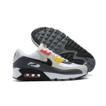 Nike Air Max 90 DM8151-100 - White, Grey & Black Sneakers with Red & Yellow Accents