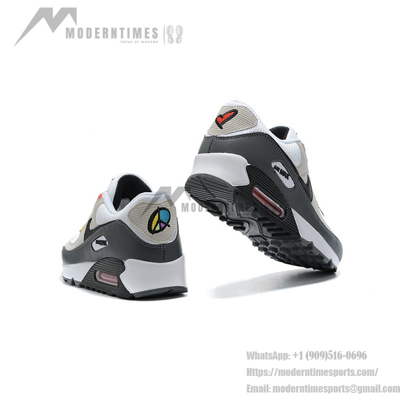 Nike Air Max 90 DM8151-100 - White, Grey & Black Sneakers with Red & Yellow Accents