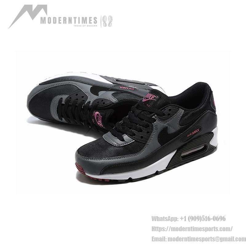 Nike Air Max 90 DQ4071-001 - Schwarze & Graue Sneaker mit Rosa Akzenten