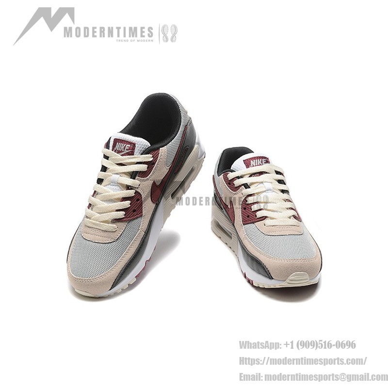 Nike Air Max 90 DQ4071-004 - Beige & Maroon Sneakers with Black Accents