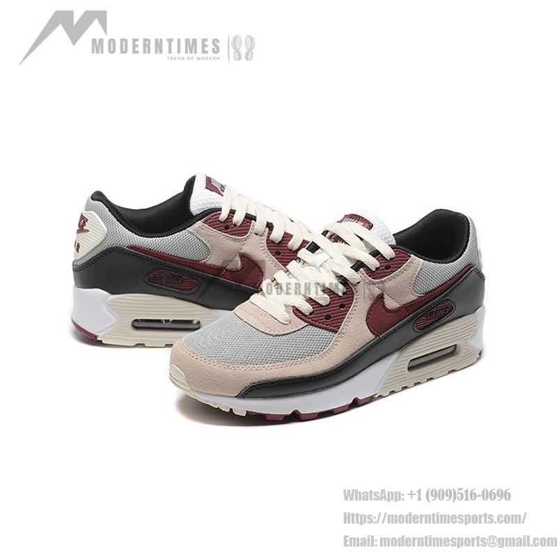 Nike Air Max 90 DQ4071-004 - Beige & Maroon Sneakers with Black Accents