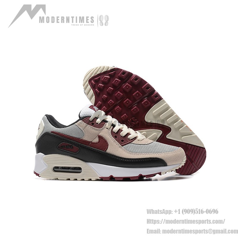 Nike Air Max 90 DQ4071-004 - Beige & Maroon Sneakers with Black Accents