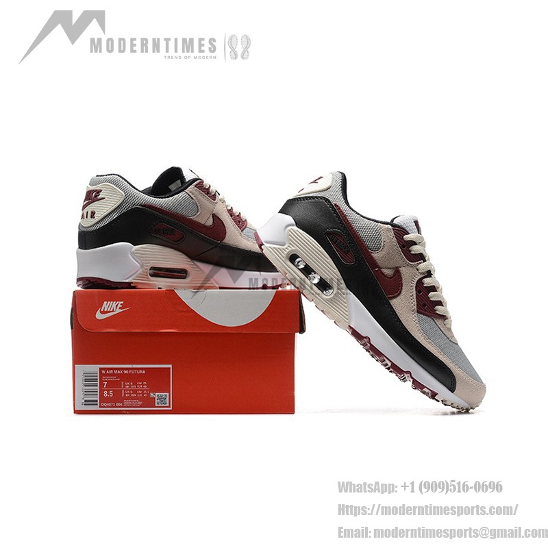 Nike Air Max 90 DQ4071-004 - Beige & Maroon Sneakers with Black Accents