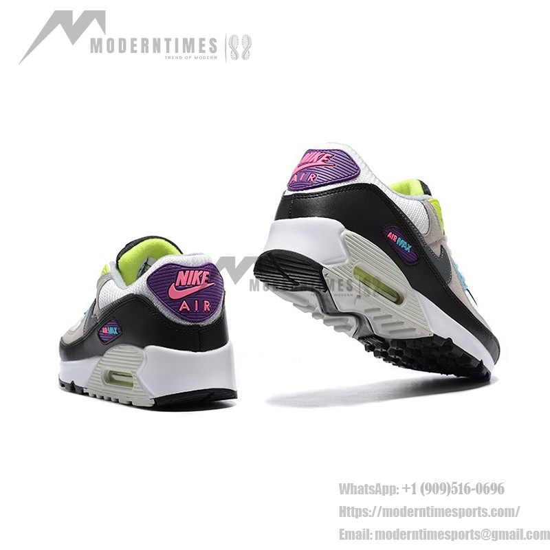 Nike Air Max 90 DR9900-100 - Multicolor Grey, Black & White Sneakers with Neon Highlights