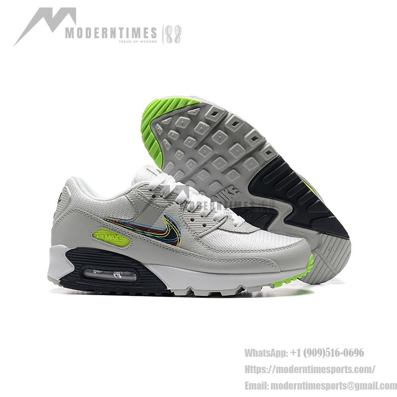 Nike Air Max 90 DV3480-100 Weiße Sneaker mit Mehrfarbigem Swoosh & Neon-Akzenten