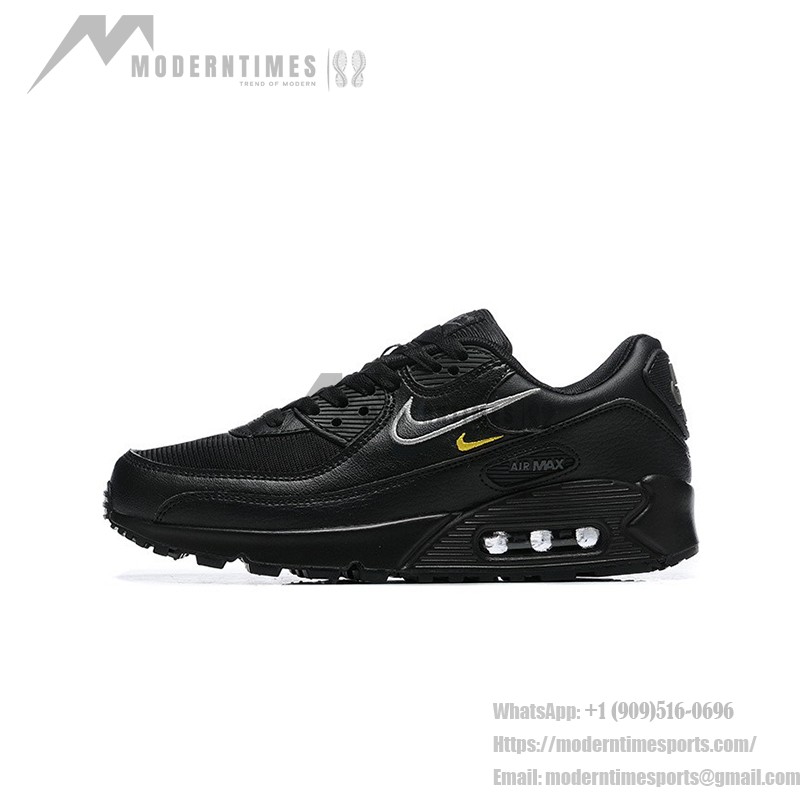 Nike Air Max 90 DX2651-001 - Black Sneakers with Silver & Yellow Accents