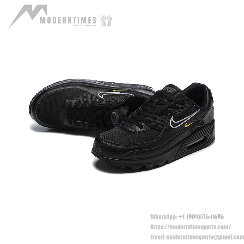 Nike Air Max 90 DX2651-001 - Black Sneakers with Silver & Yellow Accents