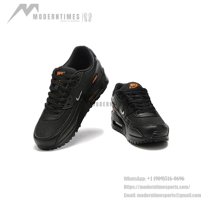 Nike Air Max 90 DX2656-001 Black Sneakers with Orange Swoosh