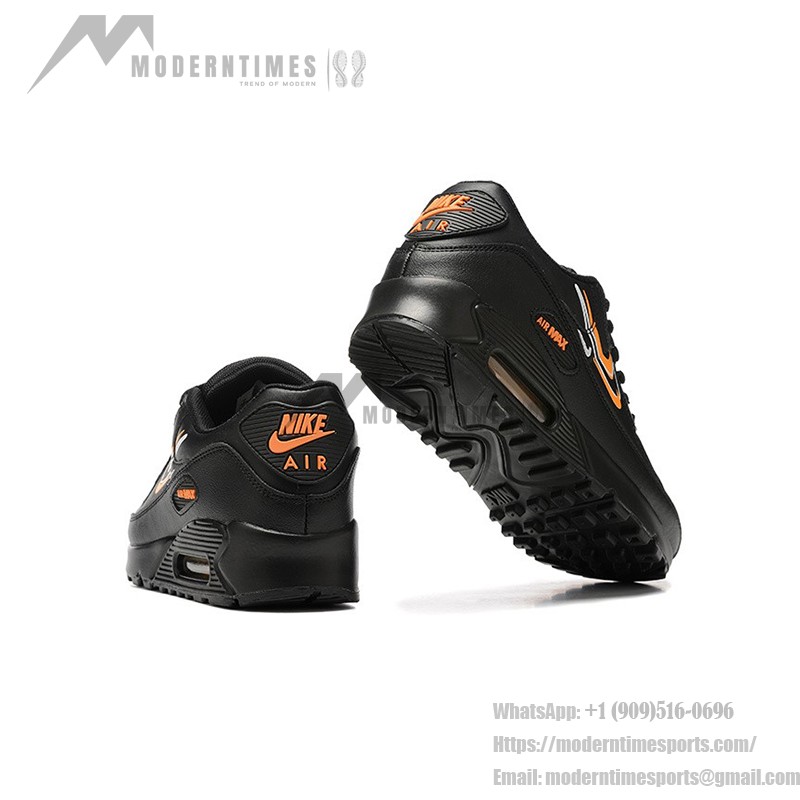 Nike Air Max 90 DX2656-001 Black Sneakers with Orange Swoosh