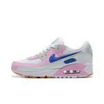 Nike Air Max 90 DX3316-100 - White Sneakers with Pink Overlays & Blue Swoosh