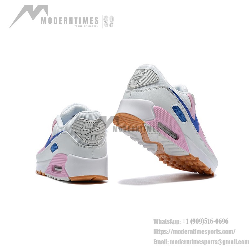 Nike Air Max 90 DX3316-100 - White Sneakers with Pink Overlays & Blue Swoosh