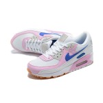 Nike Air Max 90 DX3316-100 - White Sneakers with Pink Overlays & Blue Swoosh