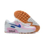 Nike Air Max 90 DX3316-100 - White Sneakers with Pink Overlays & Blue Swoosh