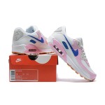 Nike Air Max 90 DX3316-100 - White Sneakers with Pink Overlays & Blue Swoosh