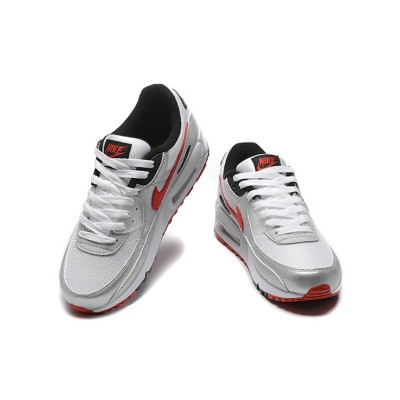 Nike Air Max 90 DX4233-001 - Silver & White Sneakers with Red Swoosh | Futuristic Design & Everyday Comfort