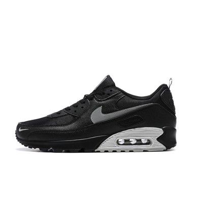 Nike Air Max 90 DX8969-001 - Black Sneakers with Grey Swoosh & Metallic Silver Midsole | Bold Comfort & Sleek Design