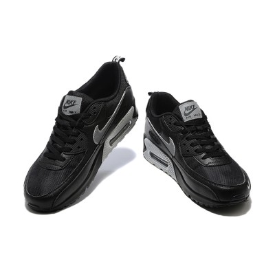 Nike Air Max 90 DX8969-001 - Black Sneakers with Grey Swoosh & Metallic Silver Midsole | Bold Comfort & Sleek Design