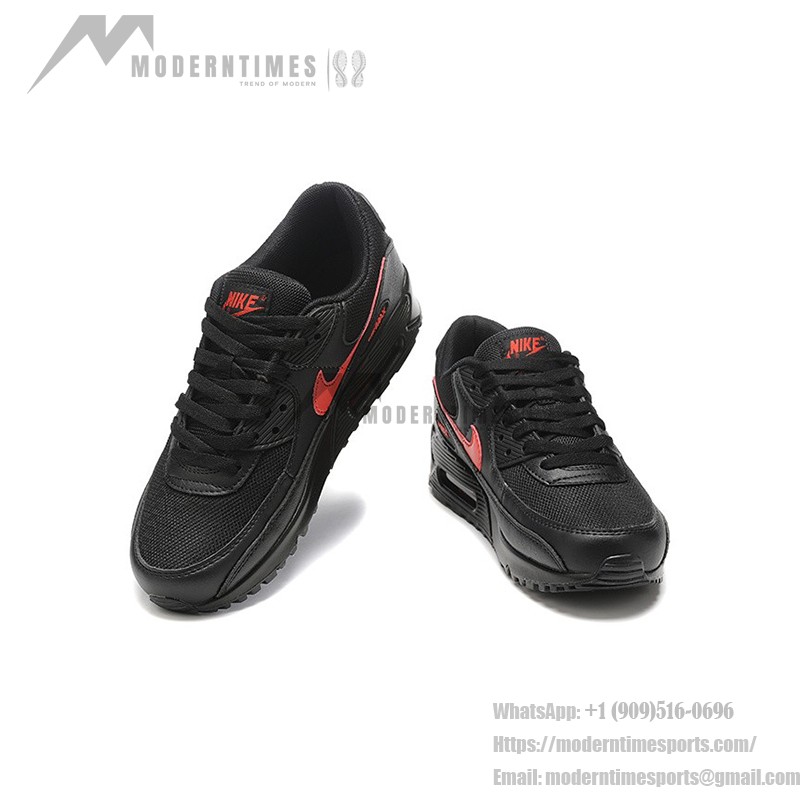 Nike Air Max 90 DX9272-001 - Black Sneakers with Red Swoosh