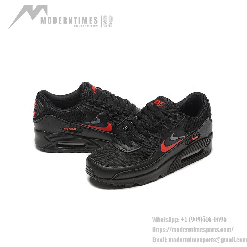 Nike Air Max 90 DX9272-001 - Schwarze Sneakers mit rotem Swoosh