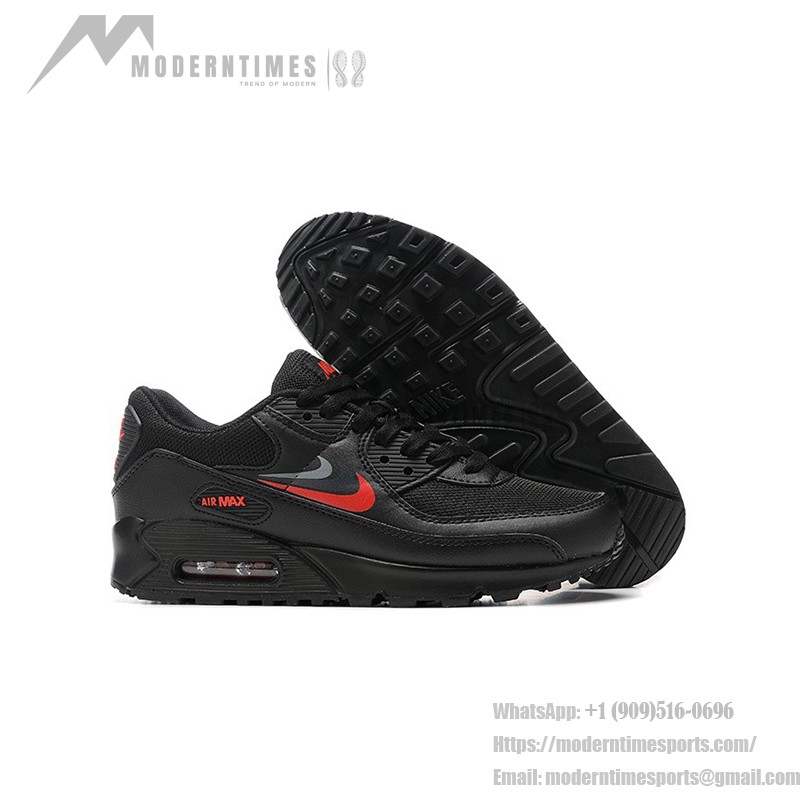 Nike Air Max 90 DX9272-001 - Schwarze Sneakers mit rotem Swoosh