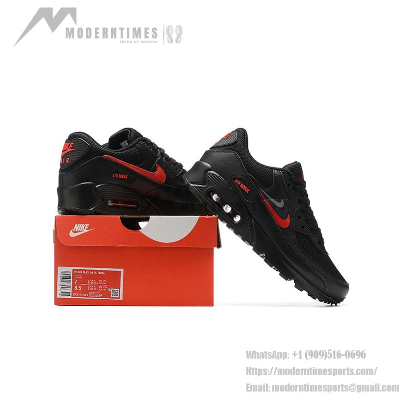 Nike Air Max 90 DX9272-001 - Schwarze Sneakers mit rotem Swoosh