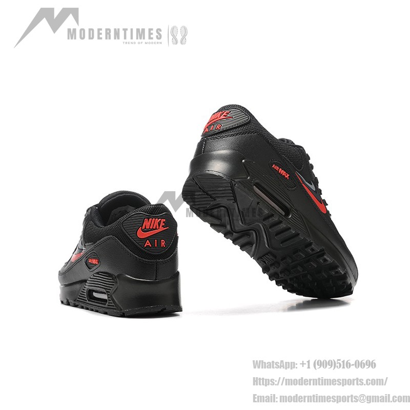 Nike Air Max 90 DX9272-001 - Black Sneakers with Red Swoosh