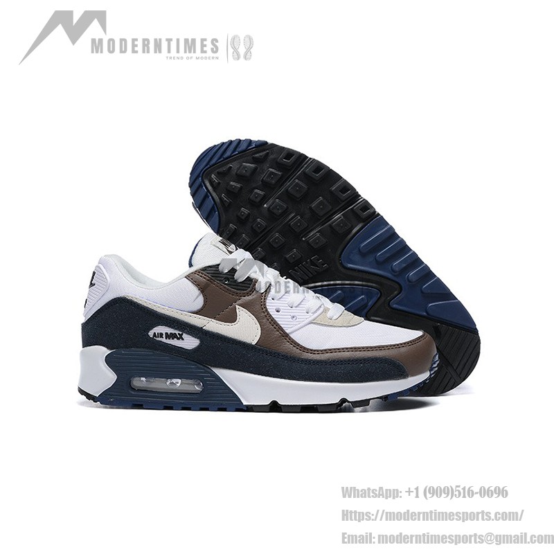 Nike Air Max 90 DZ3522-002 - White Sneakers with Brown & Navy Accents