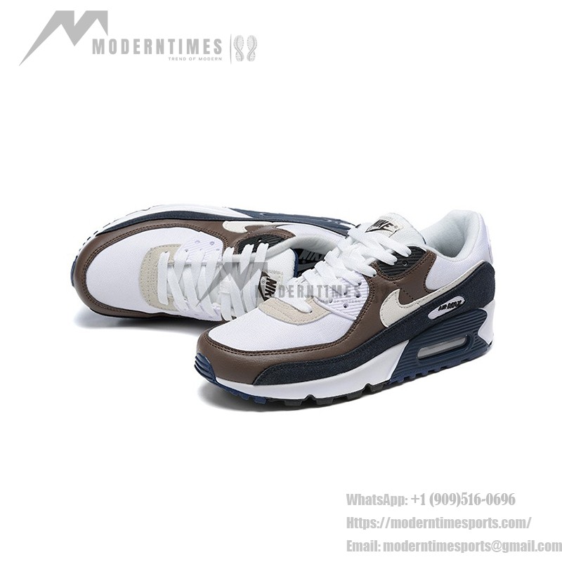 Nike Air Max 90 DZ3522-002 - White Sneakers with Brown & Navy Accents