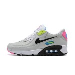 Nike Air Max 90 DZ4398-001 - Grey Sneakers with Neon Pink, Yellow & Blue Accents