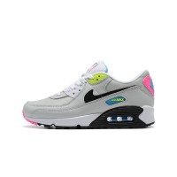 Nike Air Max 90 DZ4398-001 - Grey Sneakers with Neon Pink, Yellow & Blue Accents | Iconic Comfort & Bold Style