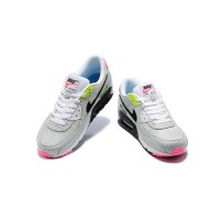 Nike Air Max 90 DZ4398-001 - Grey Sneakers with Neon Pink, Yellow & Blue Accents | Iconic Comfort & Bold Style