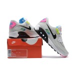 Nike Air Max 90 DZ4398-001 - Grey Sneakers with Neon Pink, Yellow & Blue Accents