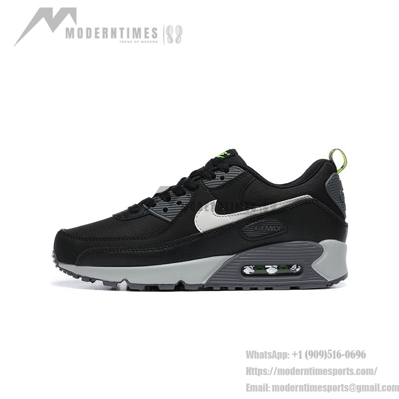 Nike Air Max 90 DZ4495-001 - Black Sneakers with White Swoosh & Neon Green Accents