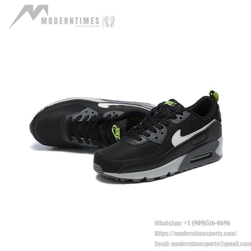 Nike Air Max 90 DZ4495-001 - Schwarze Sneaker mit Weißem Swoosh & Neon-Grünen Akzenten