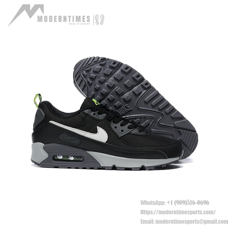 Nike Air Max 90 DZ4495-001 - Schwarze Sneaker mit Weißem Swoosh & Neon-Grünen Akzenten