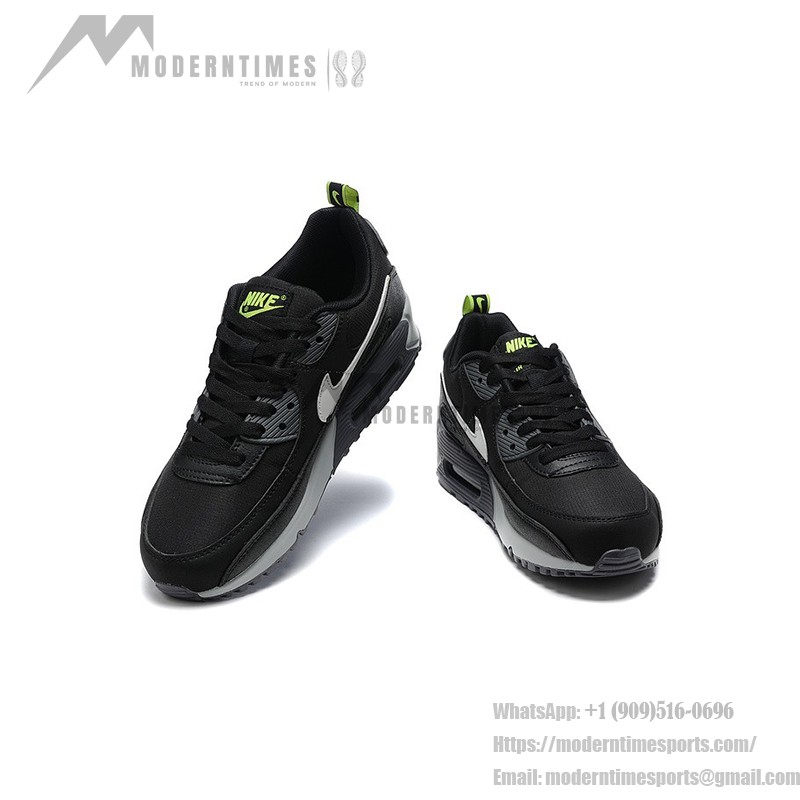 Nike Air Max 90 DZ4495-001 - Schwarze Sneaker mit Weißem Swoosh & Neon-Grünen Akzenten