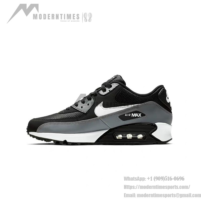 Nike Air Max 90 Essential AJ1285-018 - クラシックなブラック＆グレースニーカーとホワイトスウッシュ