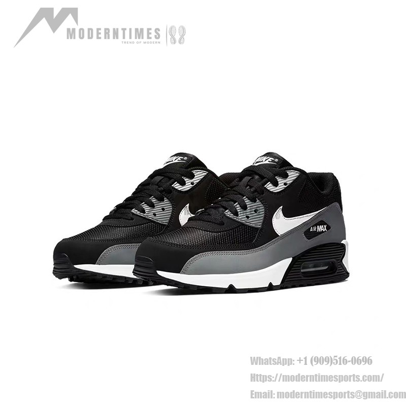 Nike Air Max 90 Essential AJ1285-018 - Classic Black & Grey Sneakers with White Swoosh