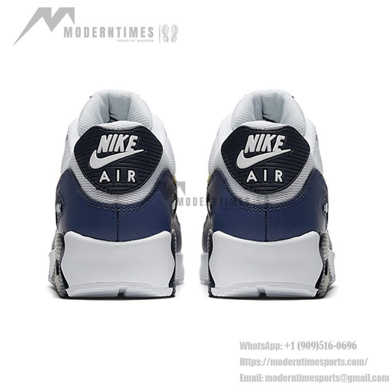 Nike Air Max 90 Essential 'White/Navy/Yellow' AJ1285-101 - White Sneakers with Navy and Yellow Accents