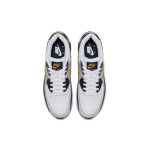 Nike Air Max 90 Essential 'ホワイト/ネイビー/イエロー' AJ1285-101 - ネイビーとイエローアクセントが映えるホワイトスニーカー