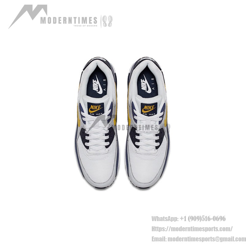 Nike Air Max 90 Essential 'White/Navy/Yellow' AJ1285-101 - White Sneakers with Navy and Yellow Accents