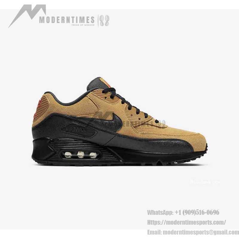 Nike Air Max 90 Essential 'Tan Suede/Black' AJ1285-700 - Tan Suede Sneakers with Black Overlays