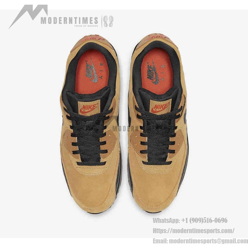 Nike Air Max 90 Essential 'Tan Suede/Black' AJ1285-700 - Tan Suede Sneakers with Black Overlays