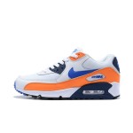 Nike Air Max 90 Essential 'Total Orange/Blue' AJ1285-104 - White Sneakers with Orange Overlays and Blue Swoosh