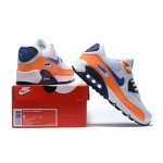 Nike Air Max 90 Essential 'Total Orange/Blue' AJ1285-104 - White Sneakers with Orange Overlays and Blue Swoosh