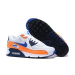 Nike Air Max 90 Essential 'Total Orange/Blue' AJ1285-104 - White Sneakers with Orange Overlays and Blue Swoosh