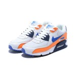 Nike Air Max 90 Essential 'Total Orange/Blue' AJ1285-104 - White Sneakers with Orange Overlays and Blue Swoosh